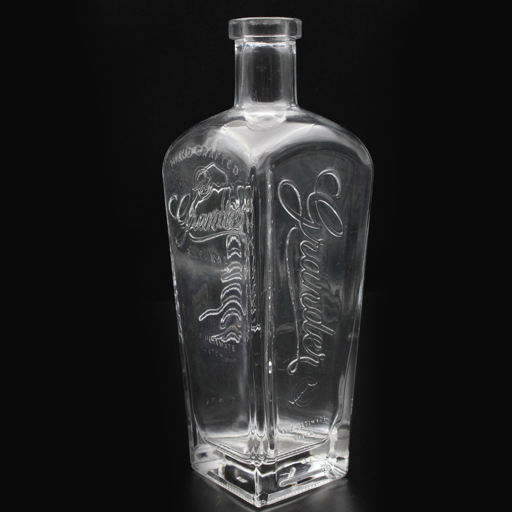 Embossed logo Spirit 750ml Glass Bottle