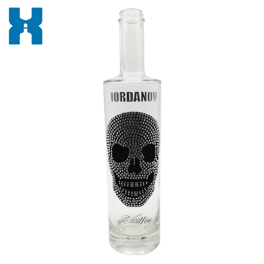 Skull Label 750ml Clear Spirit Vodka Glass Bottle