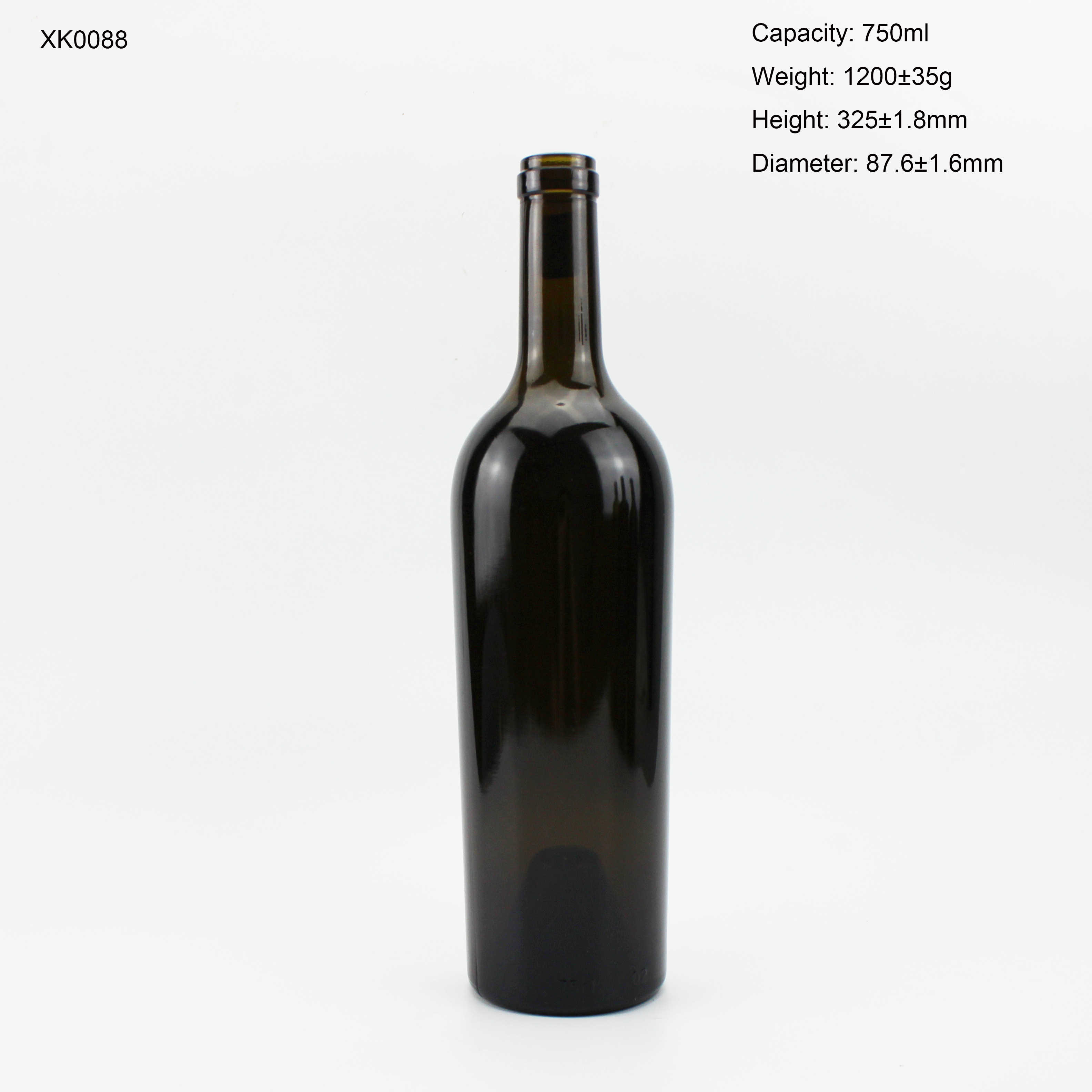  750ML GLASS BOTTLE FOR WINE ANTIQUE GREEN COLOR HIGH QUALITY